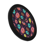 Colorful donut glaze pattern Elegant Black Wall Clock