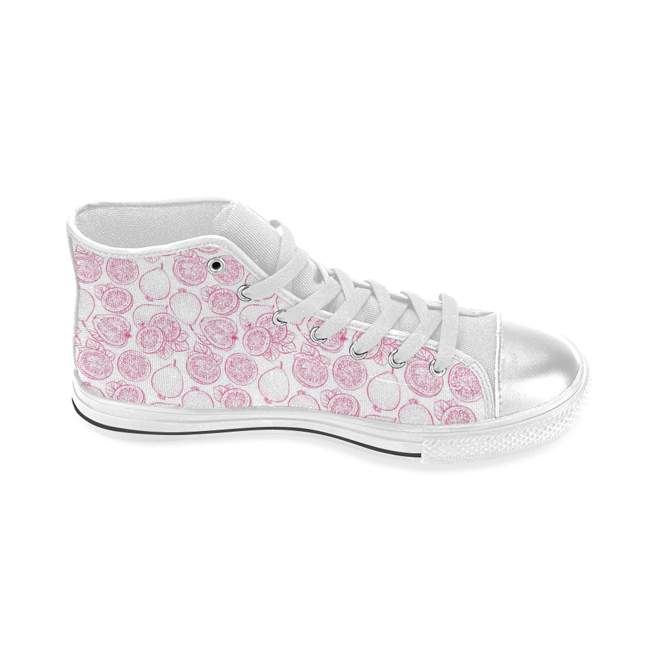 Sketch guava pattern Women's High Top Canvas Shoes White