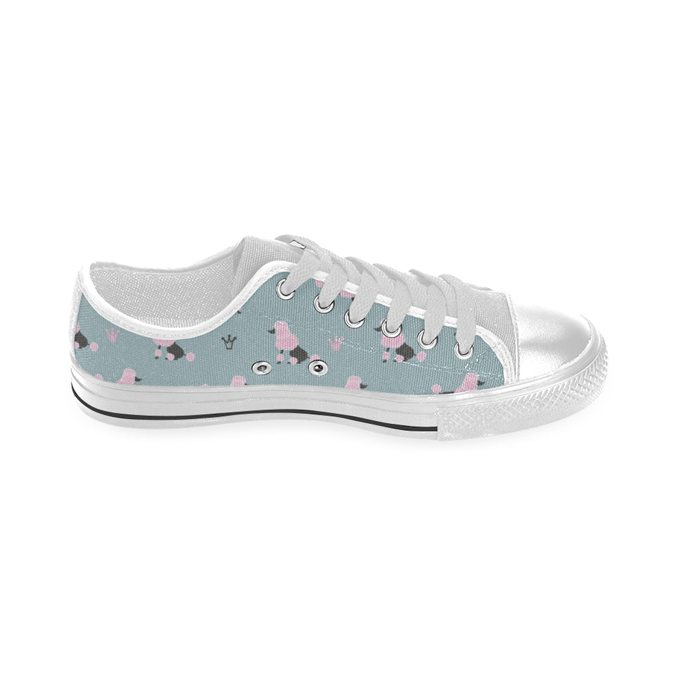 poodle dog pattern Men's Low Top Shoes White