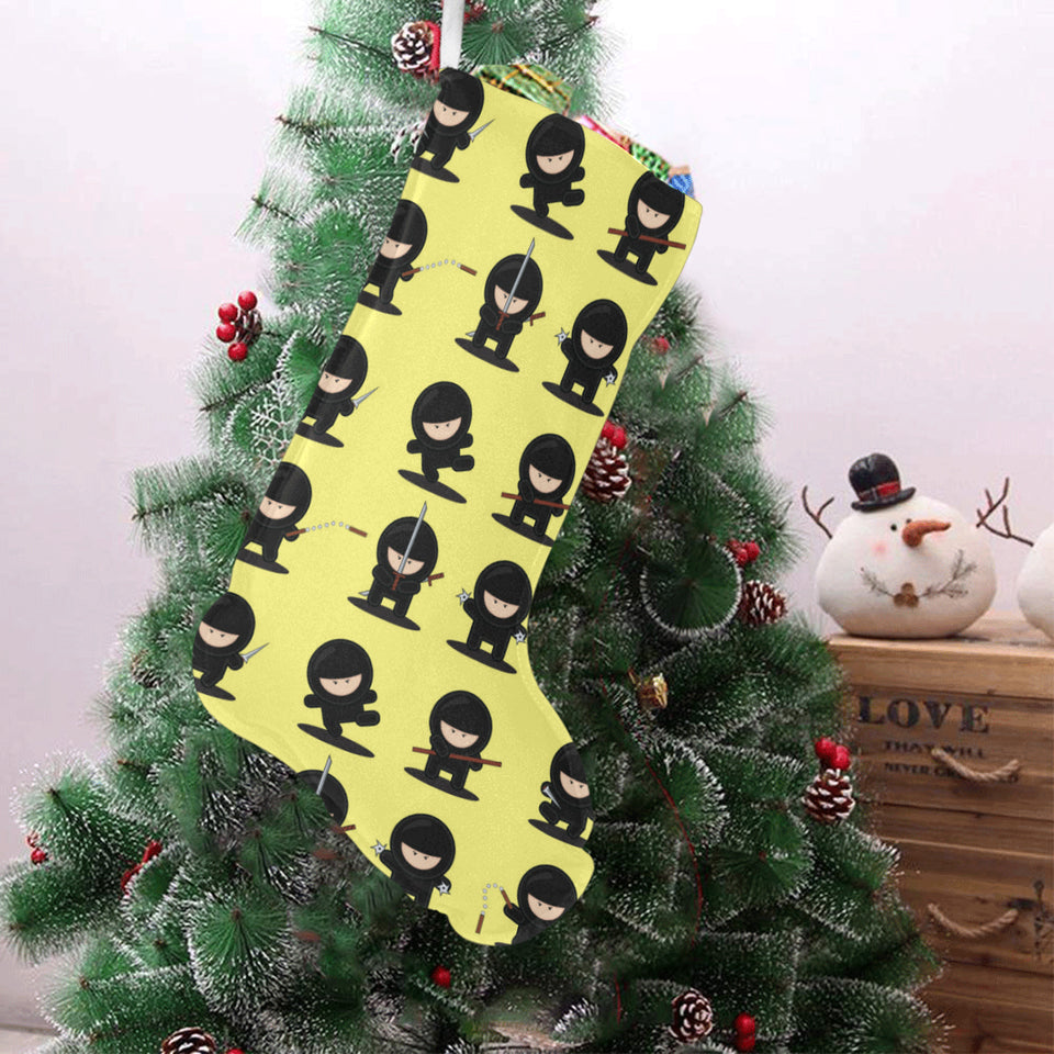 Cute ninja yellow background Christmas Stocking