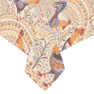 Cute rooster chicken cock floral ornament backgrou Tablecloth