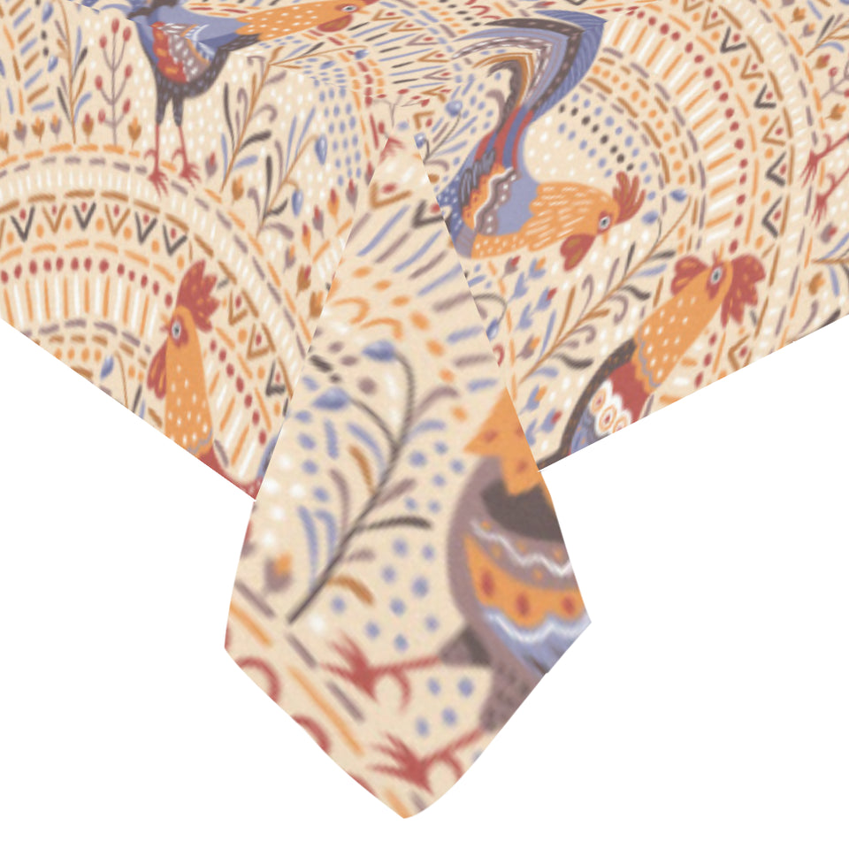 Cute rooster chicken cock floral ornament backgrou Tablecloth