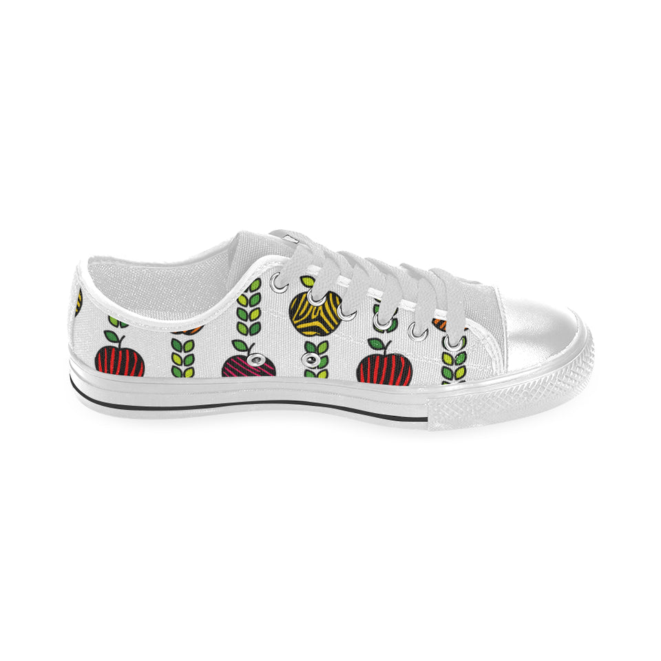 colorful apples leave zebra stripe Men's Low Top Shoes White