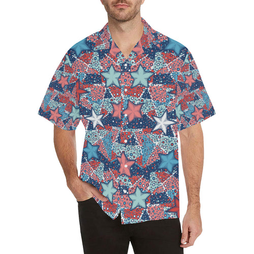 Hand drawn colorful starfish Men's All Over Print Hawaiian Shirt