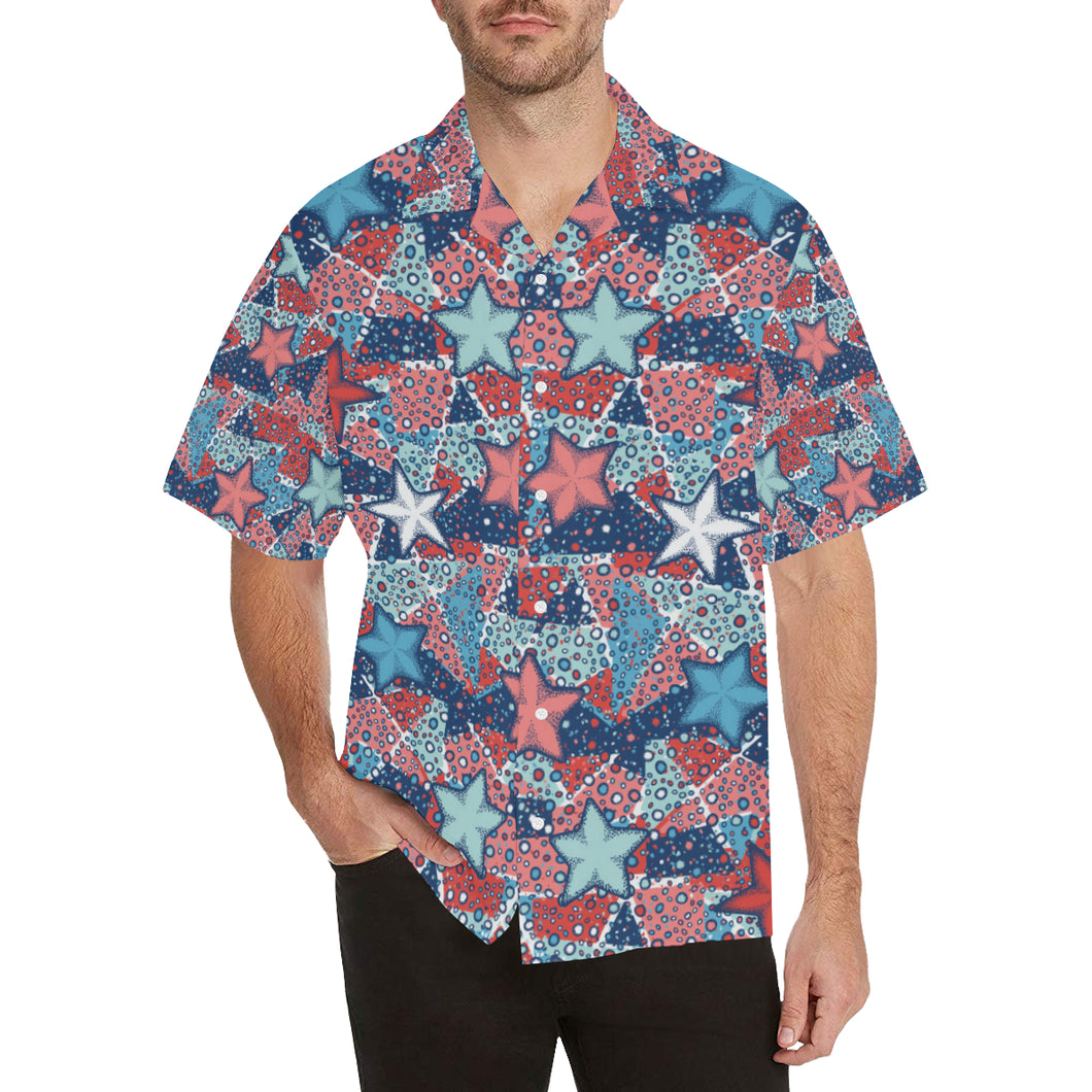Hand drawn colorful starfish Men's All Over Print Hawaiian Shirt