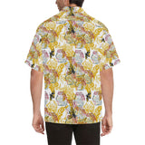 Cool Bee honeycomb leaves pattern Men's All Over Print Hawaiian Shirt