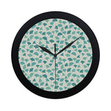 Green ginkgo leaves pattern Elegant Black Wall Clock