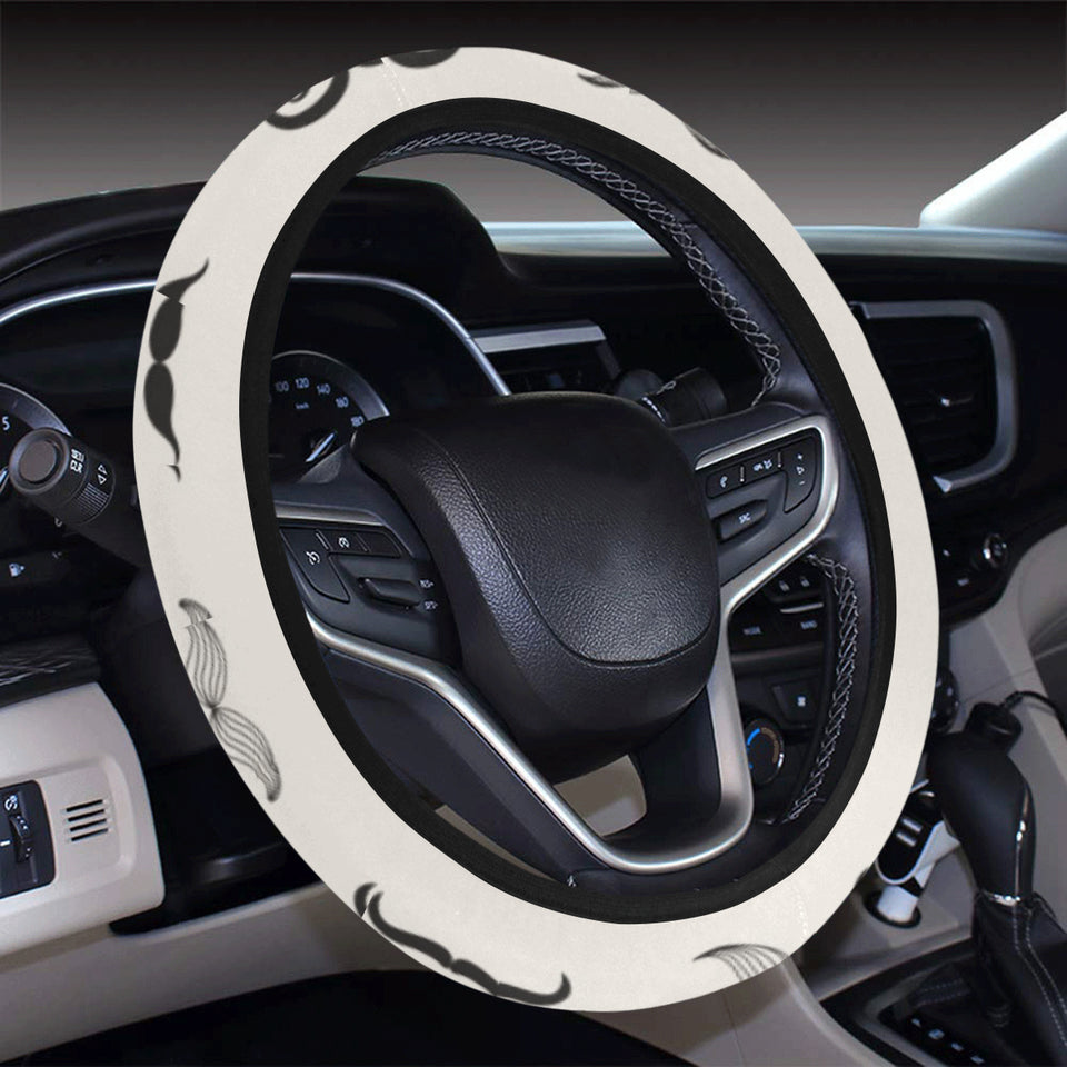 Mustache Beard Pattern Print Design 05 Car Steering Wheel Cover