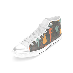 electric guitars pattern Women's High Top Canvas Shoes White