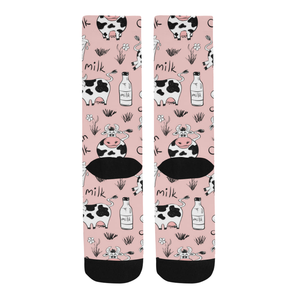 Cows milk product pink background Crew Socks