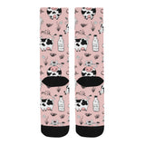 Cows milk product pink background Crew Socks