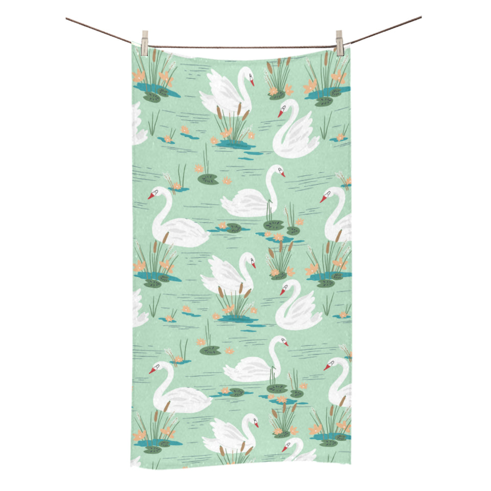 White swan lake pattern Bath Towel