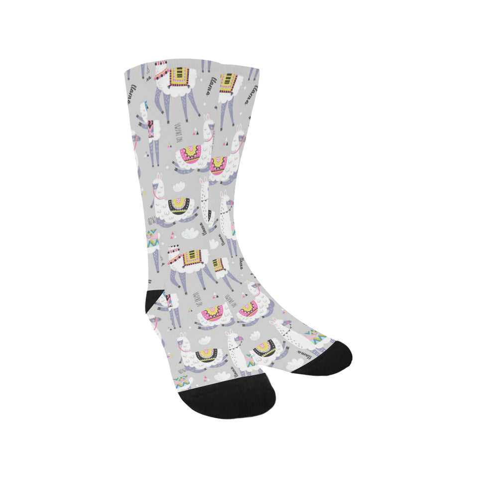 Cute Llama Alpaca pattern Crew Socks