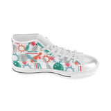 Watercolor bowling pattern Women's High Top Canvas Shoes White