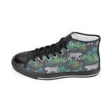 white bengal tigers tropical plant Women's High Top Canvas Shoes Black