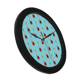 electric guitar pattern light blue background Elegant Black Wall Clock