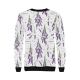 lavender flower design pattern Women's Crew Neck Sweatshirt