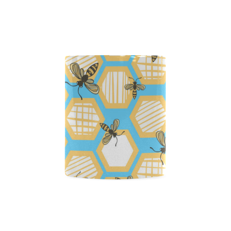 Bee honeycomb pattern Classical White Mug (Fulfilled In US)