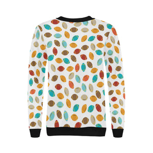 Colorful american football ball pattern Women's Crew Neck Sweatshirt