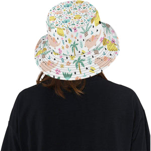 Cute elephants palm tree flower butterfly pattern Unisex Bucket Hat