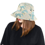 Bonsai bamboo stork japanese pattern cream theme Unisex Bucket Hat