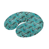 Anchor nautical green background U-Shaped Travel Neck Pillow