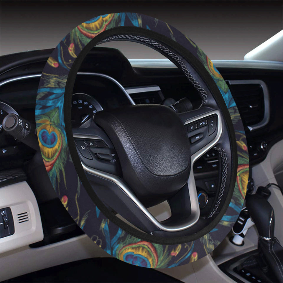 Beautiful peacock feather pattern Car Steering Wheel Cover