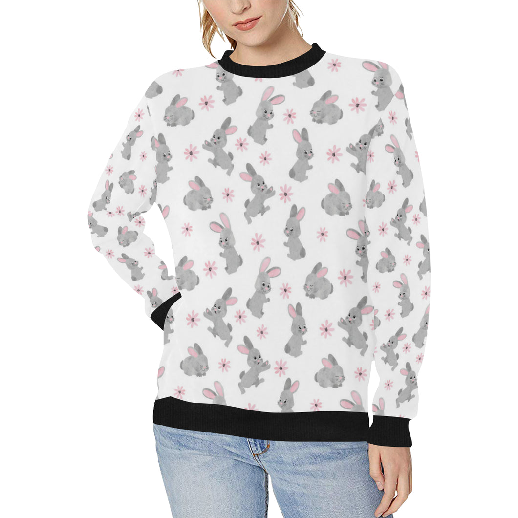 Watercolor cute rabbit pattern Women's Crew Neck Sweatshirt