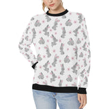 Watercolor cute rabbit pattern Women's Crew Neck Sweatshirt