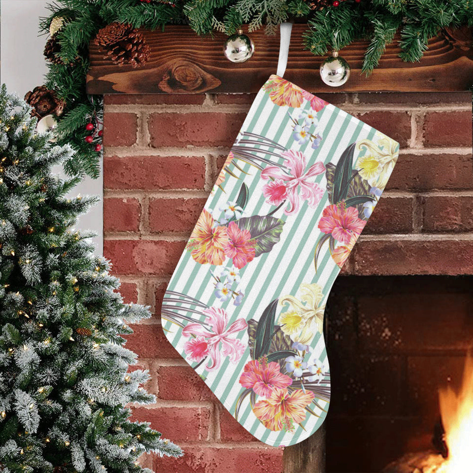 Colorful orchid flower pattern Christmas Stocking