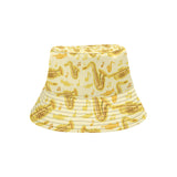 Saxophone cornet pattern yellow background Unisex Bucket Hat