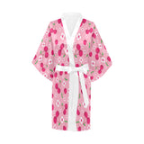 cherry flower pattern pink background Women's Short Kimono Robe