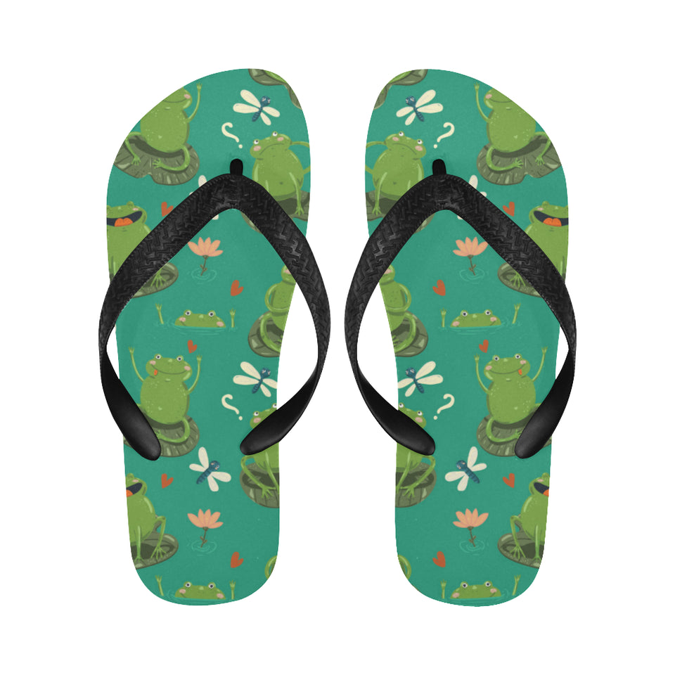 Cute frog dragonfly design pattern Unisex Flip Flops