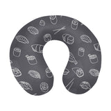 sushi pattern black background U-Shaped Travel Neck Pillow