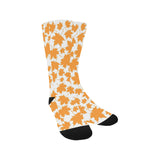 Orange Maple Leaf pattern Crew Socks