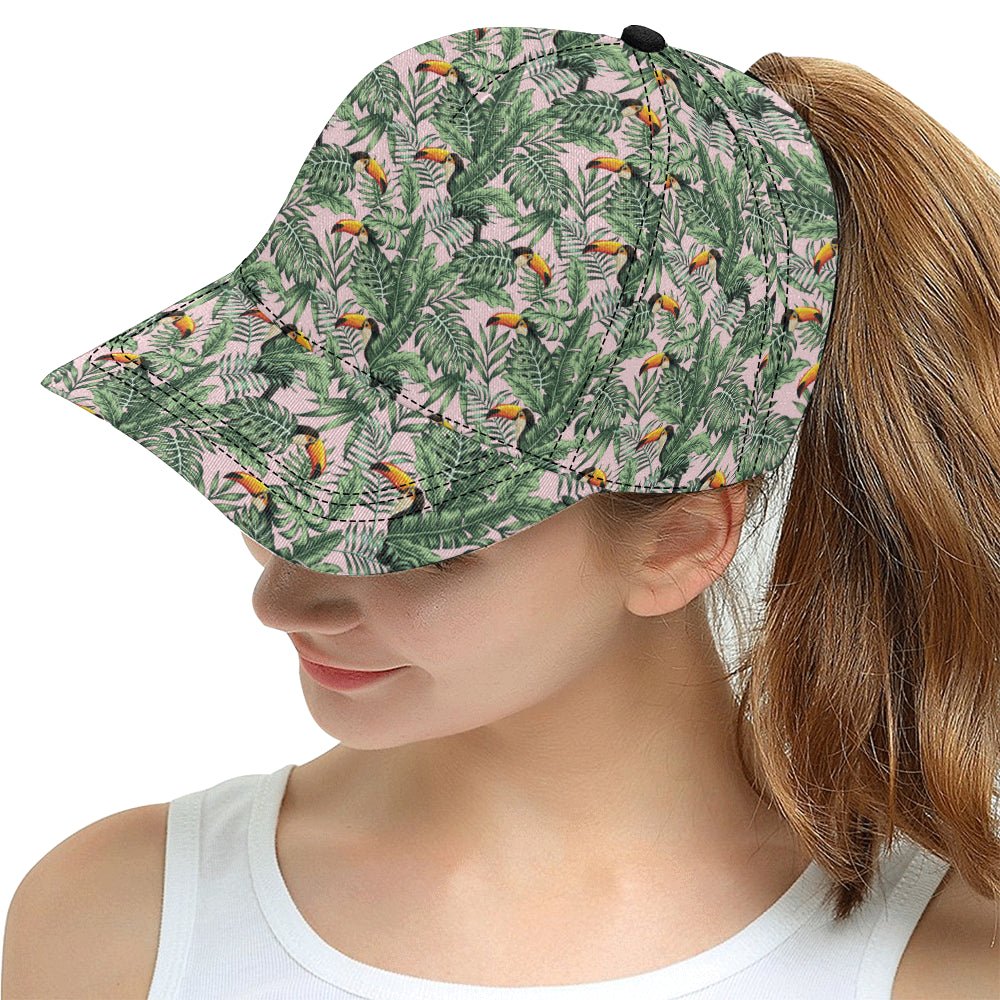 Toucan tropical green jungle palm pattern All Over Print Snapback Cap