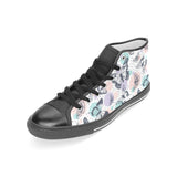 Butterfly pattern Women's High Top Canvas Shoes Black