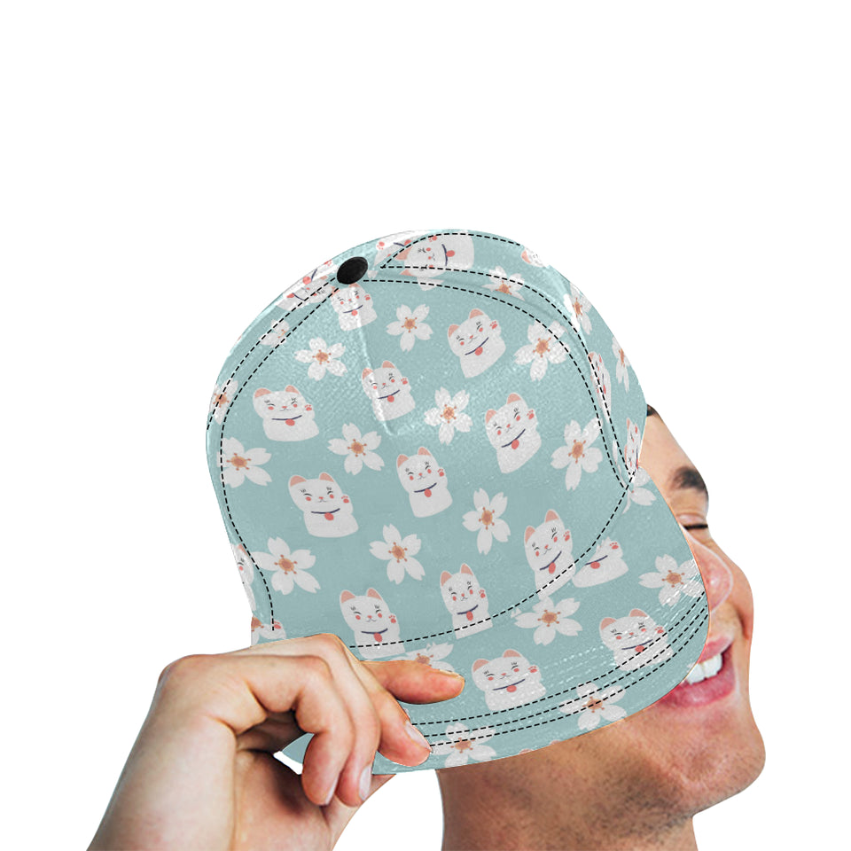 Maneki neko cat sakura All Over Print Snapback Cap