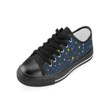 space pattern with planets, comets, constellations Women's Low Top Canvas Shoes Black