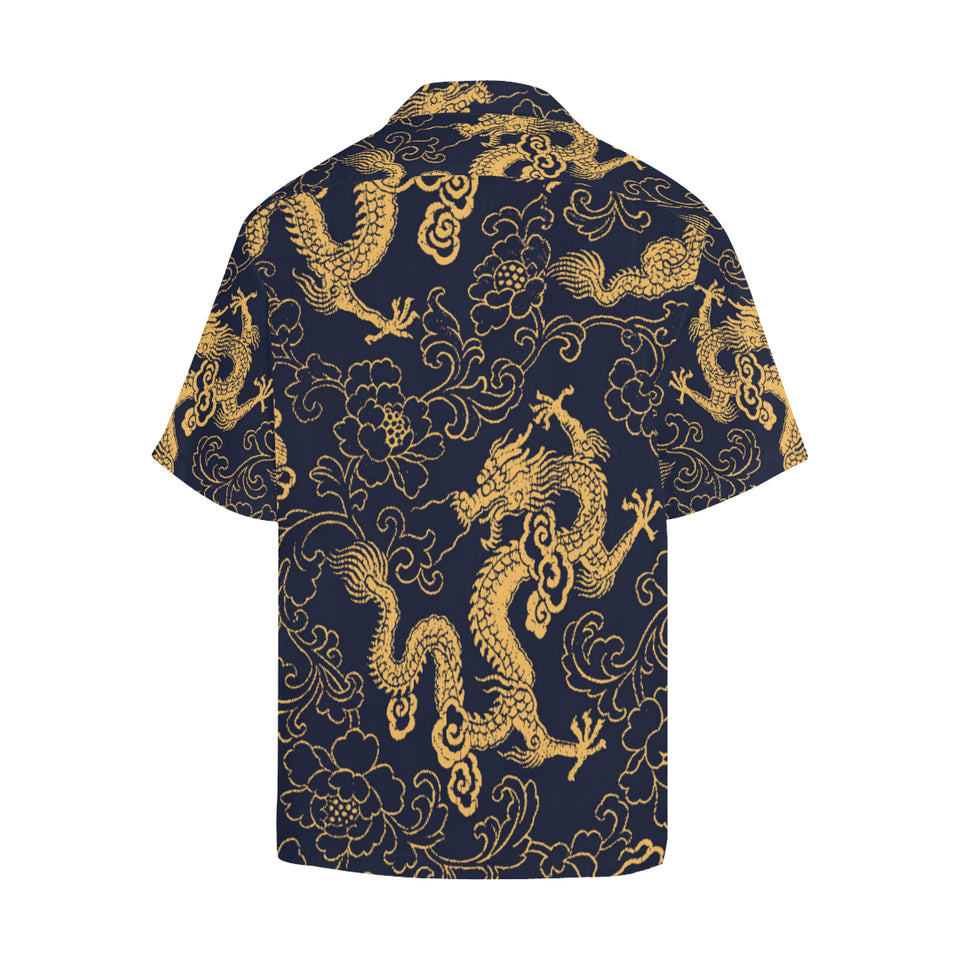 Gold dragon pattern Men's All Over Print Hawaiian Shirt