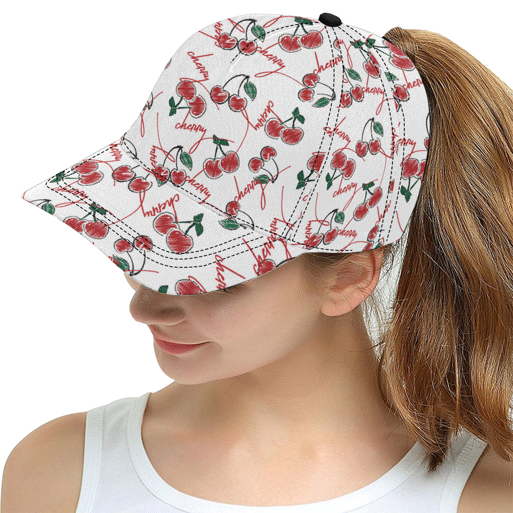 Hand drawn cherry pattern All Over Print Snapback Cap