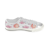 Watercolor air balloon cloud pattern Women's Low Top Canvas Shoes White