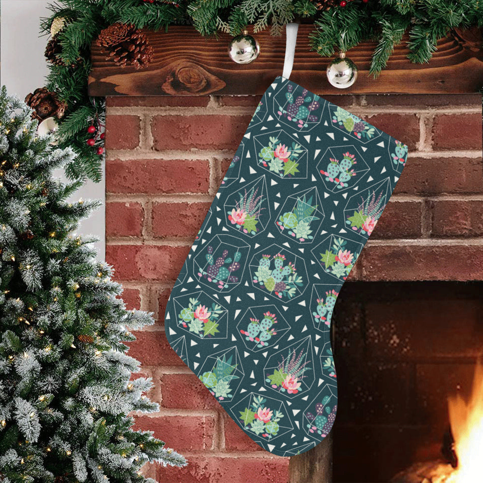 Cactus glass terrarium pattern Christmas Stocking