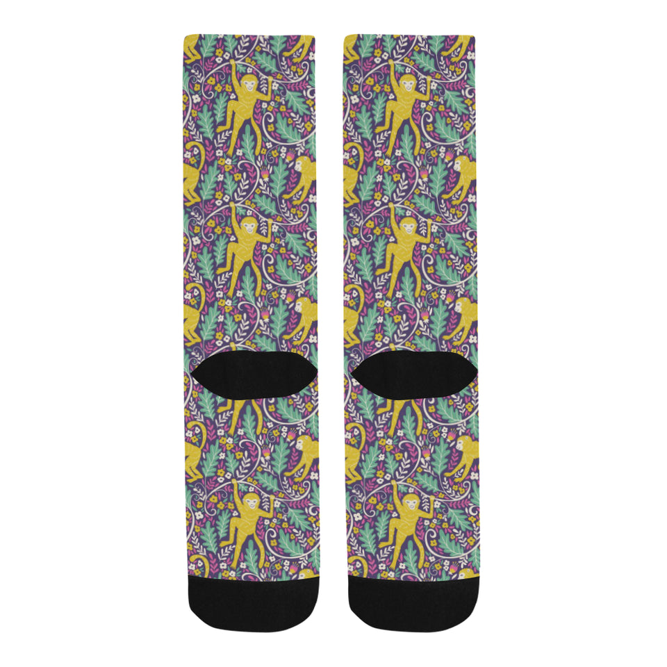 Cute yellow monkey leaves pattern Crew Socks