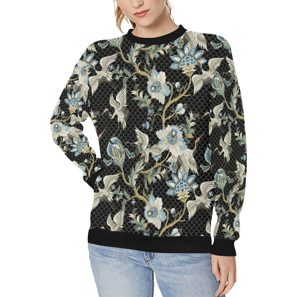 Japanese crane ornament elements Women's Crew Neck Sweatshirt