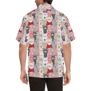 Pig Pattern Print Design 02 Men's All Over Print Hawaiian Shirt (Model T58)