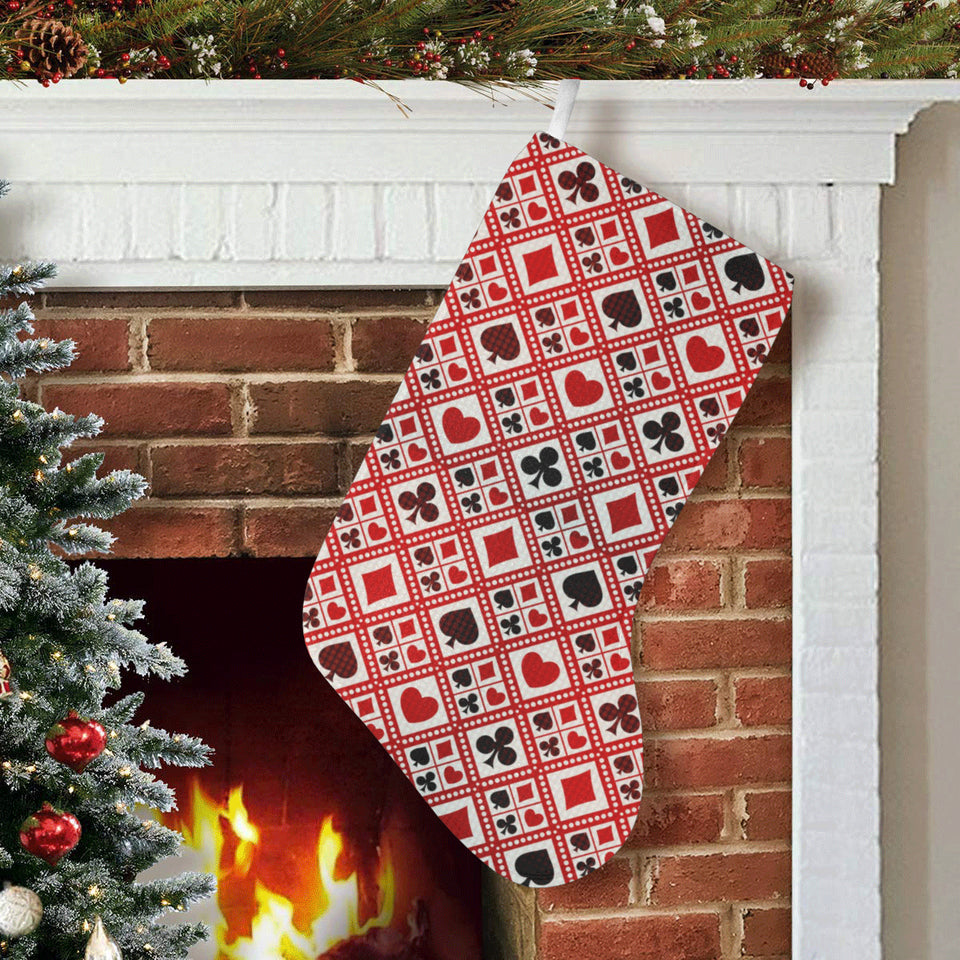 Casino Cards Suits Pattern Print Design 03 Christmas Stocking