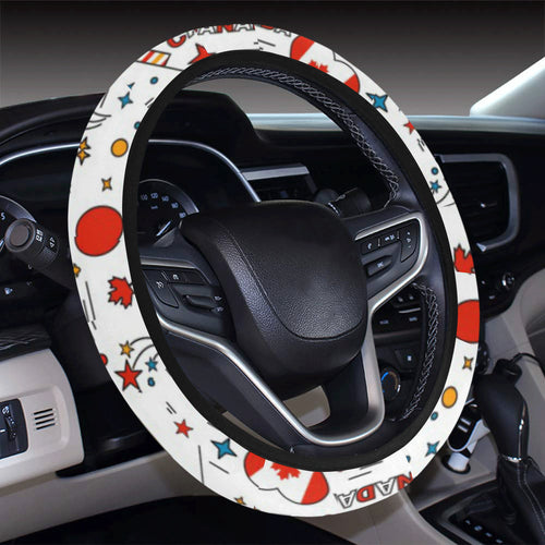 Canada Pattern Print Design 03 Car Steering Wheel Cover