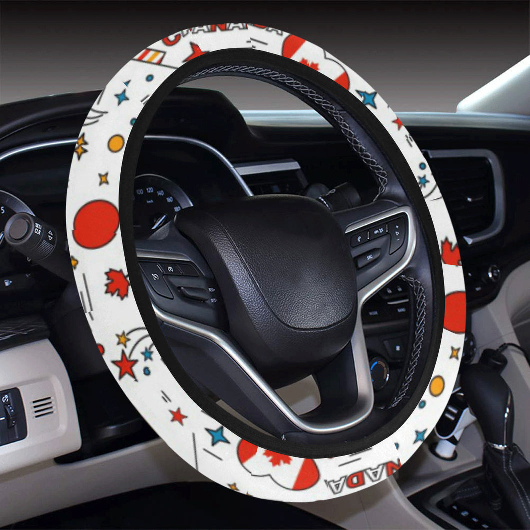 Canada Pattern Print Design 03 Car Steering Wheel Cover