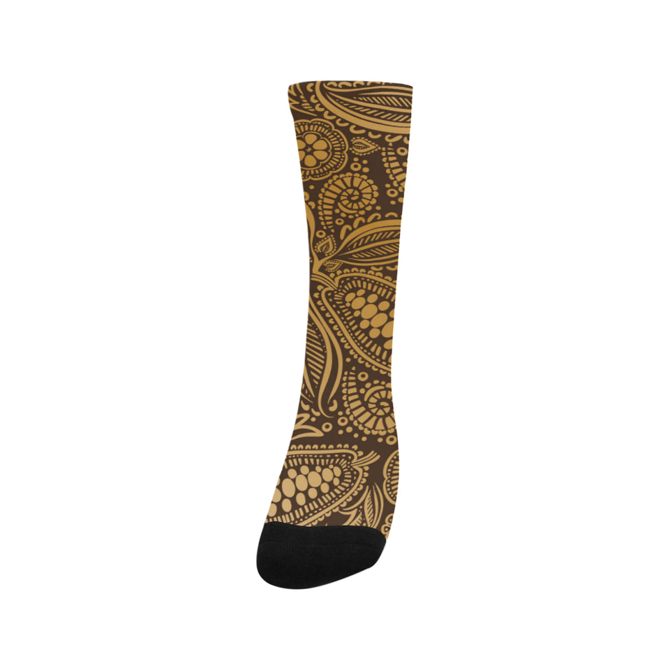 cacao beans tribal polynesian pattern background Crew Socks